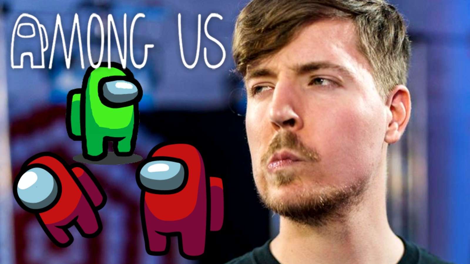 Mr Beast next to Among Us characters