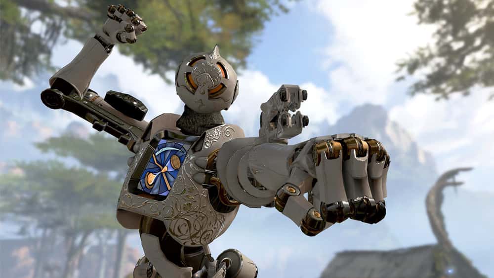 Pathfinder using the grapple in Apex Legends