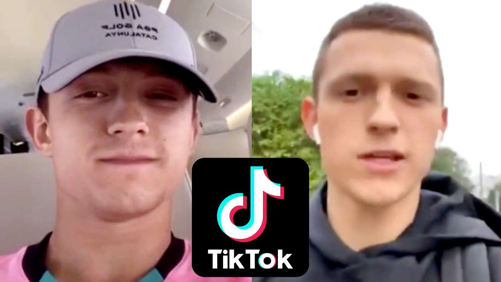 Images of Tom Holland with the TikTok logo