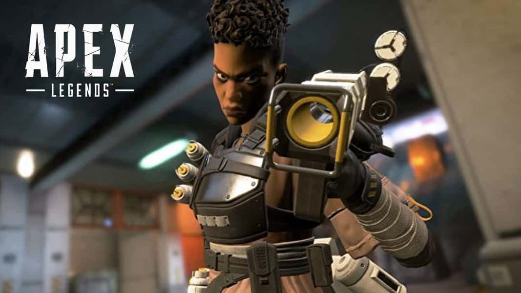 Bangalore in Apex Legends pointing her smoke grenade