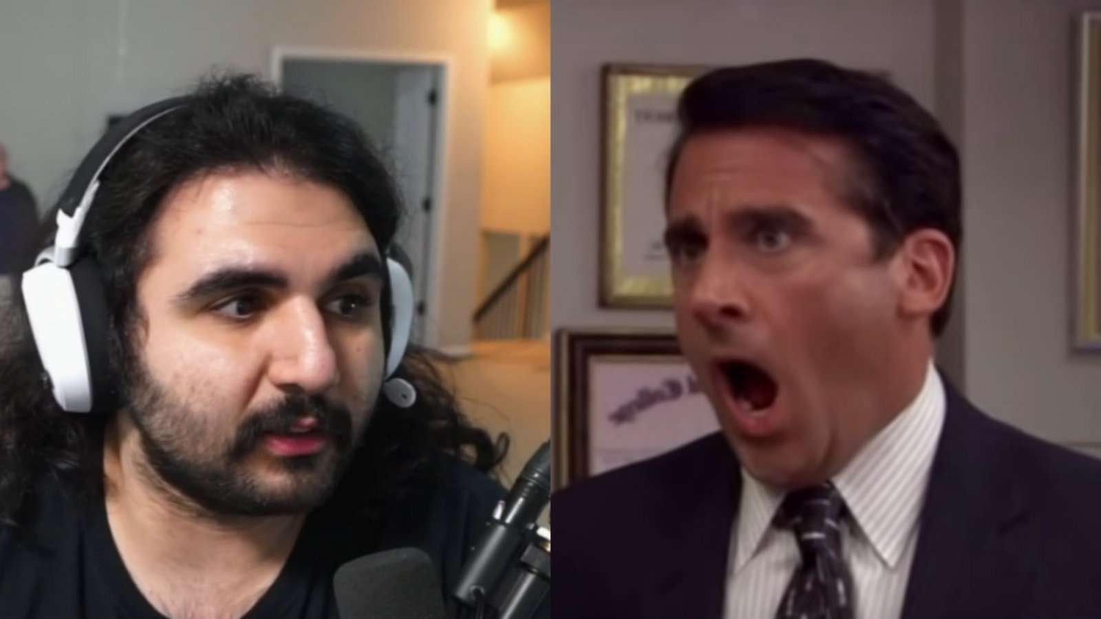 Esfand and Michael Scott from The Office
