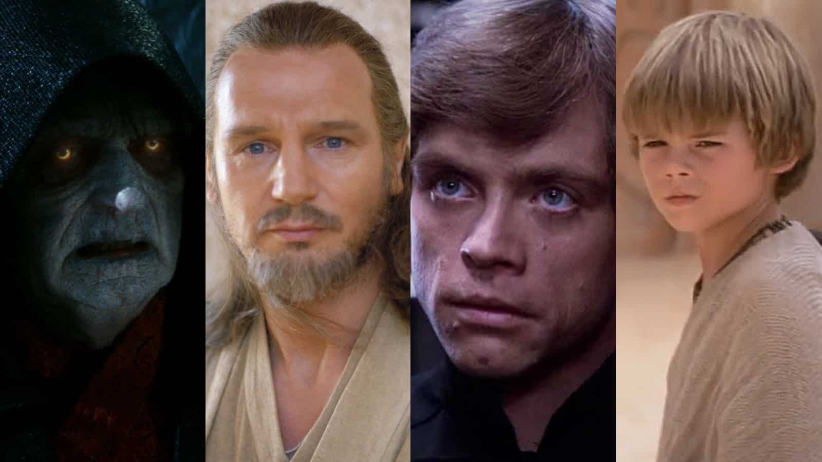 Palpatine, Qui-Gon Jinn, Luke Skywalker and Anakin Skywalker in Star Wars