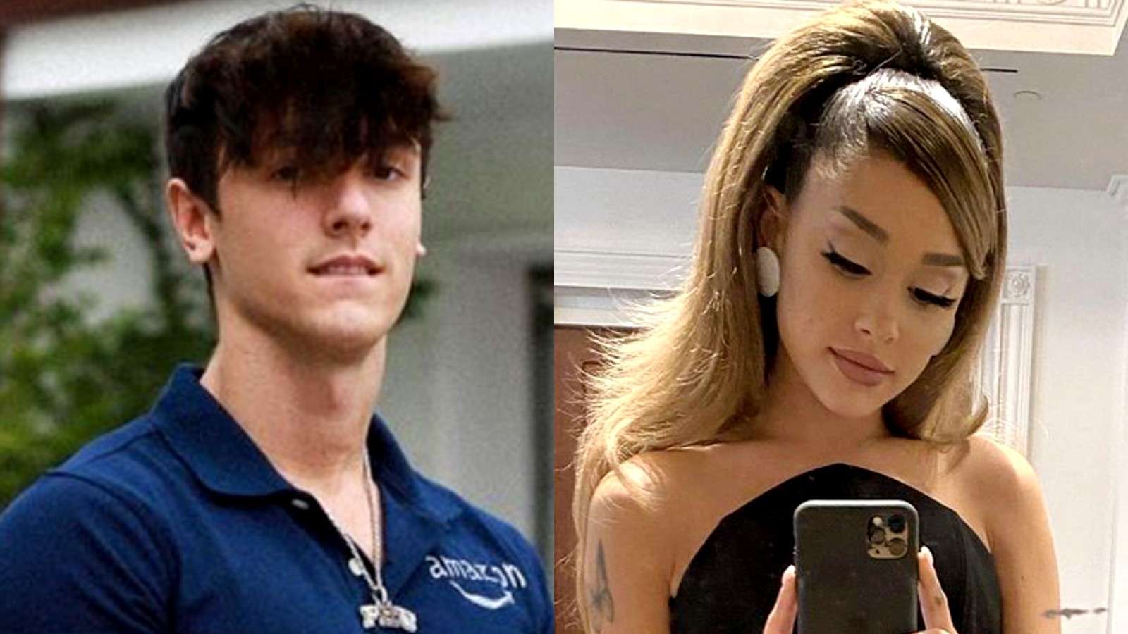 Image of TikTok star Bryce Hall next to image of Ariana Grande