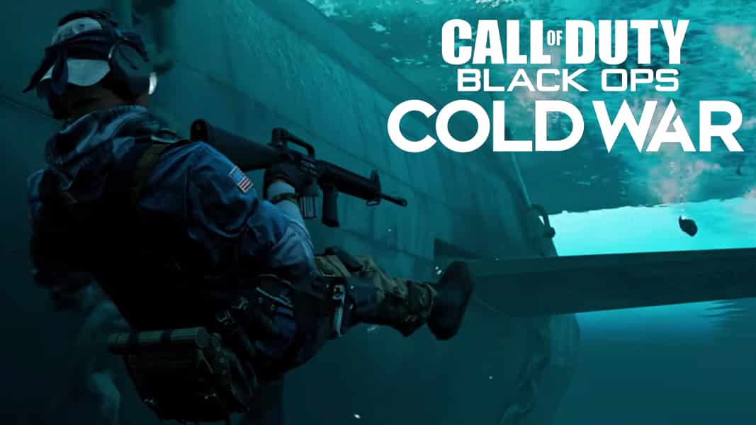 Black Ops Cold War character underwater with M16