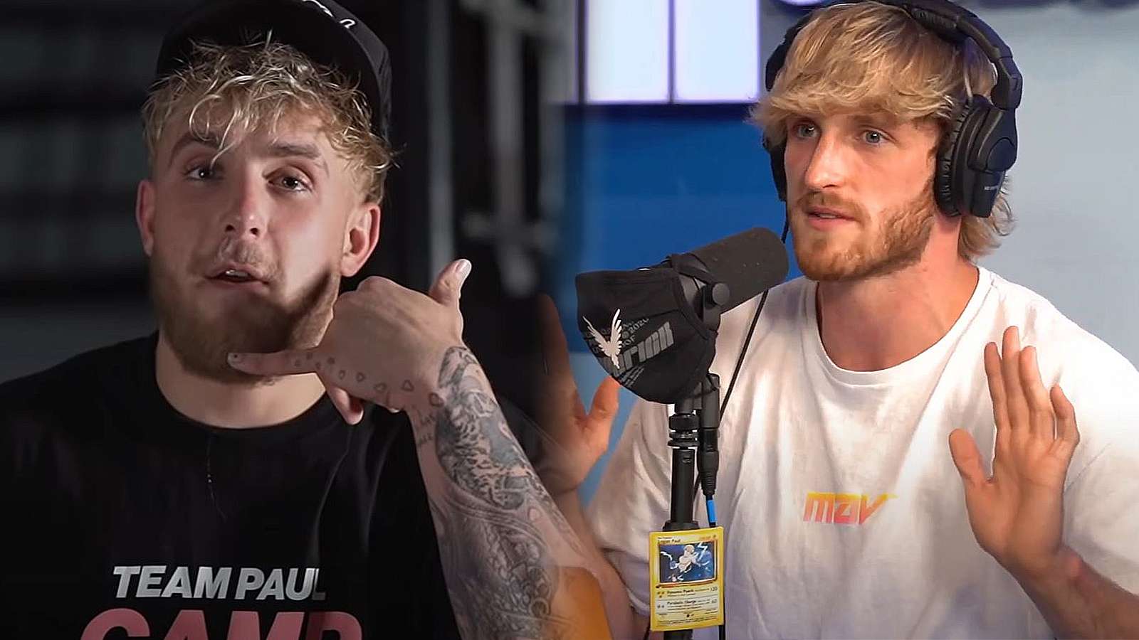 Photos of Jake Paul and Logan Paul are shown side by side.