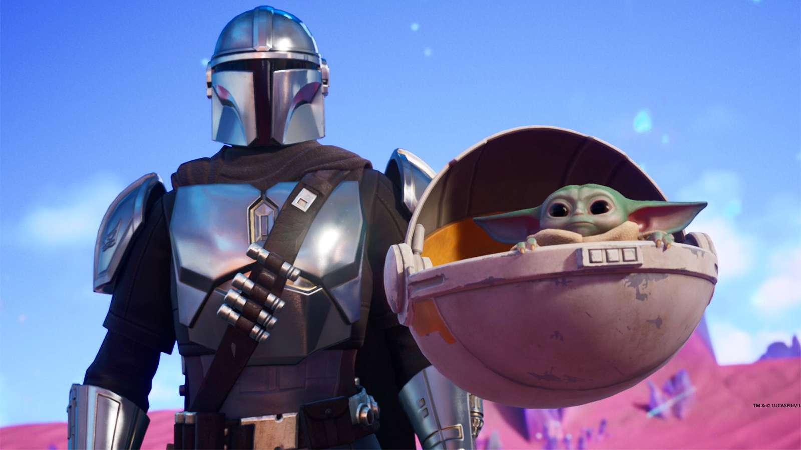 Mandalorian and Baby Yoda in Fortnite