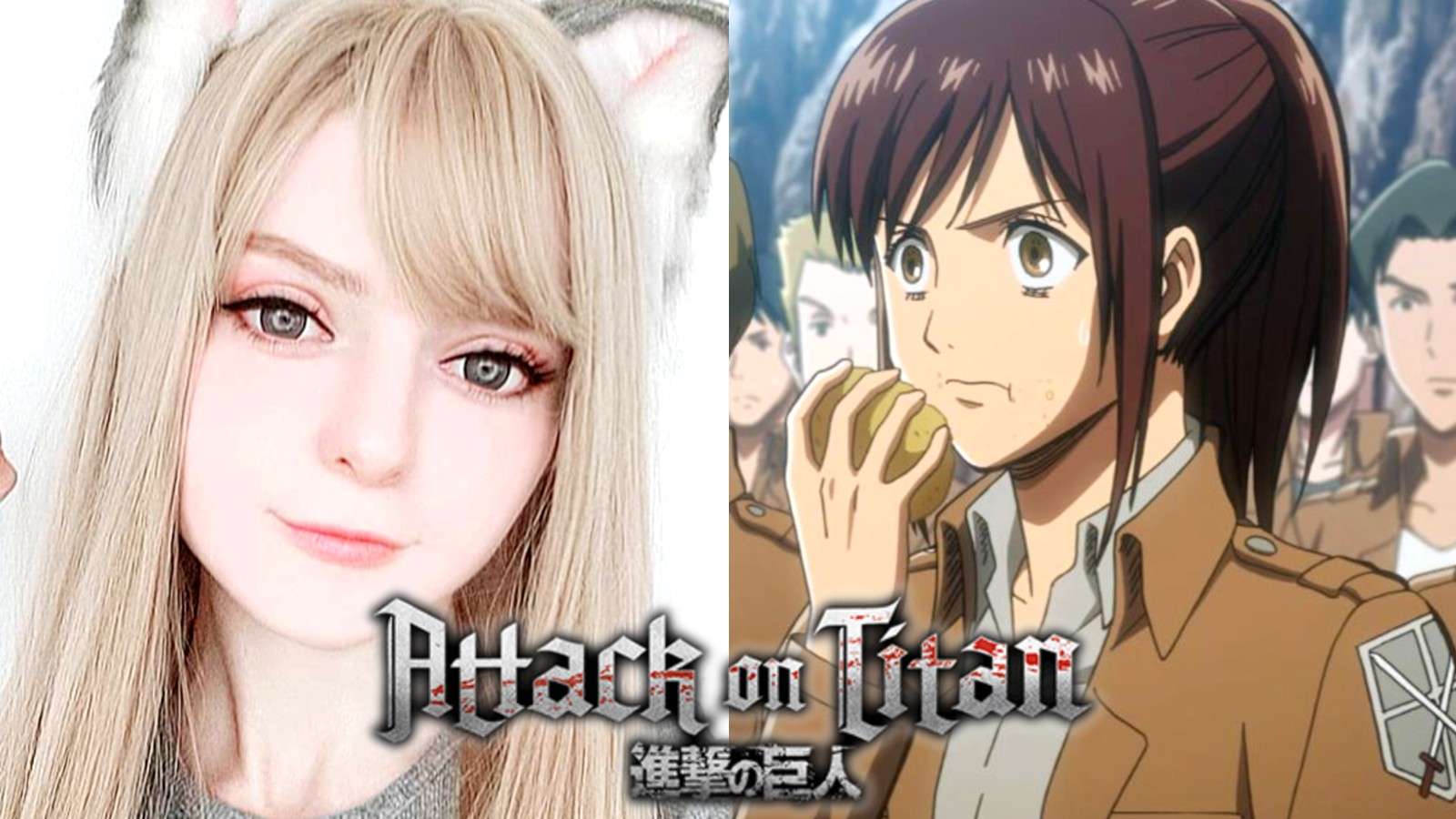 Cosplayer melissa_lissova next to Sasha Braus from the anime Attack on Titan