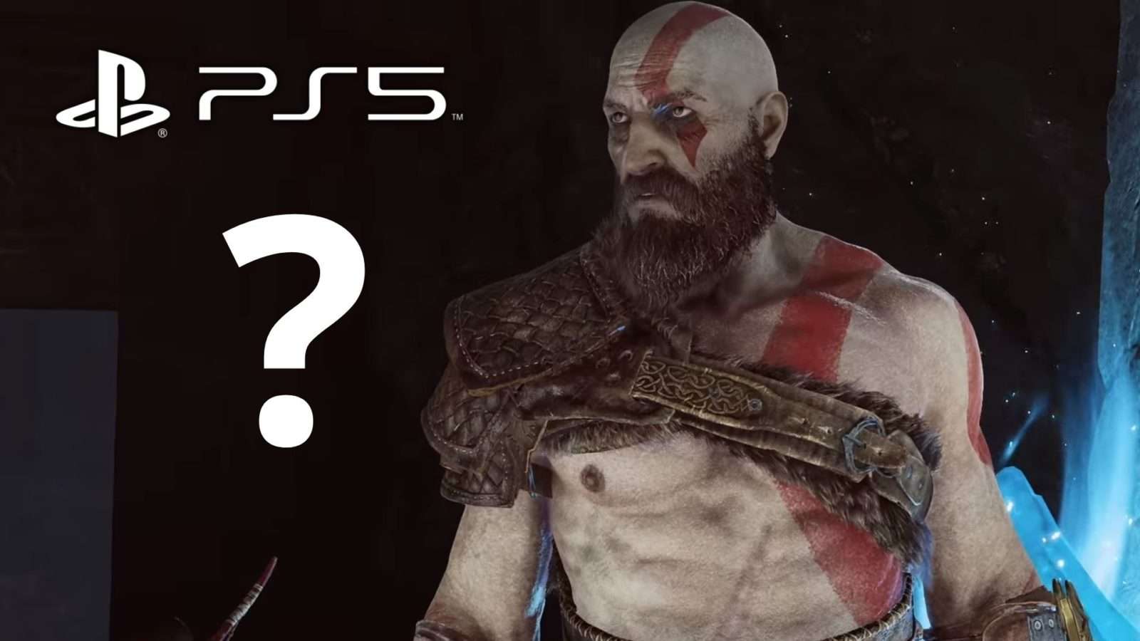 kratos in god of war and PS5 logo