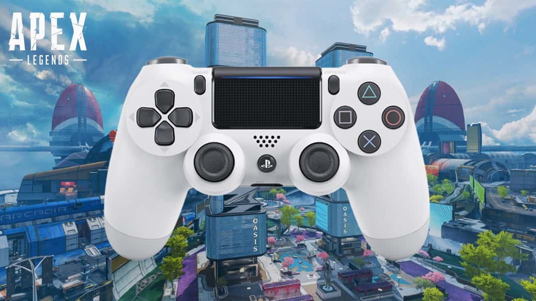 A playstation controller on the Oasis POI in Apex Legends
