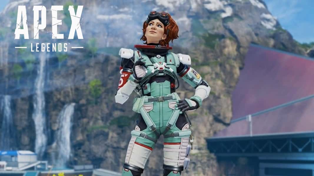 Horizon standing near Research Basin on Olympus in Apex Legends