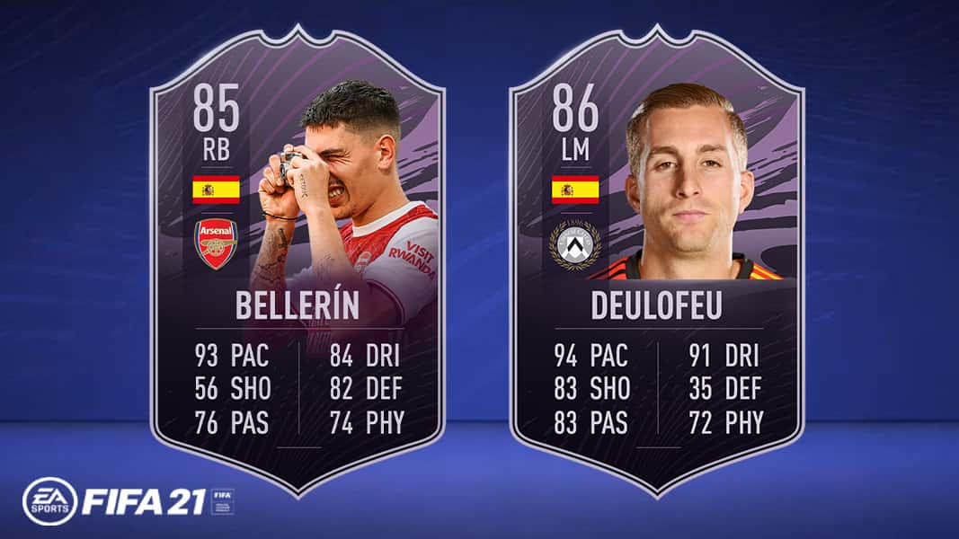 Bellerin and Deulofeu objective cards in FIFA 21