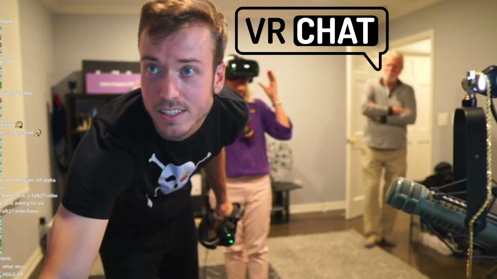 Twitch streamer JakeNBake and his parents in VR