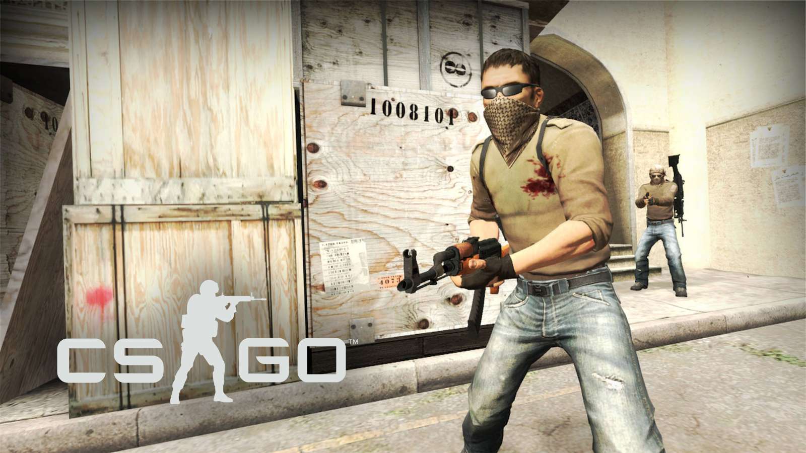 CSGO terrorist holding AK47 on Dust 2
