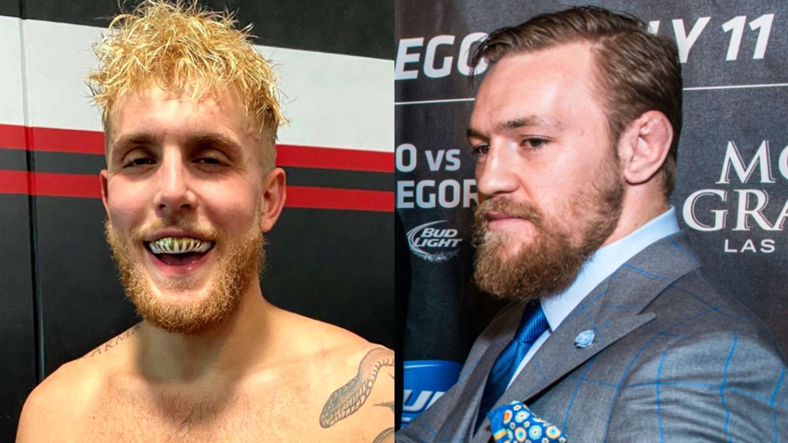 Image of Jake Paul and image of Conor McGregor side by side