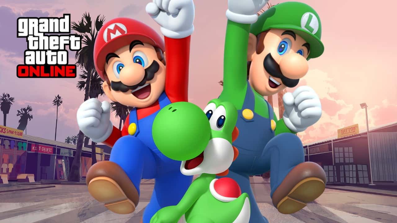 Mario Luigi and Yoshi in gta online