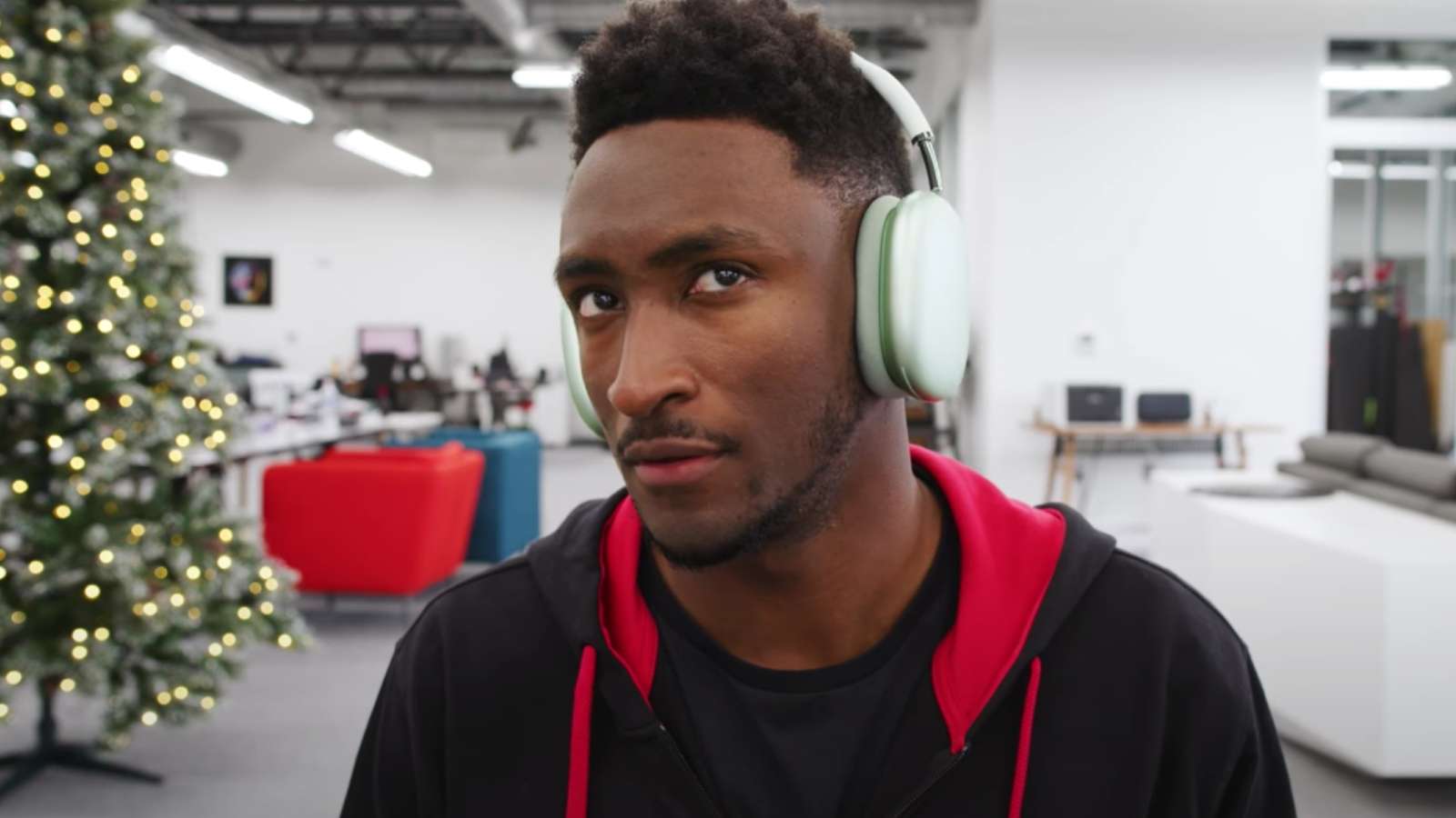 Marques Brownlee wearing new AirPods Max