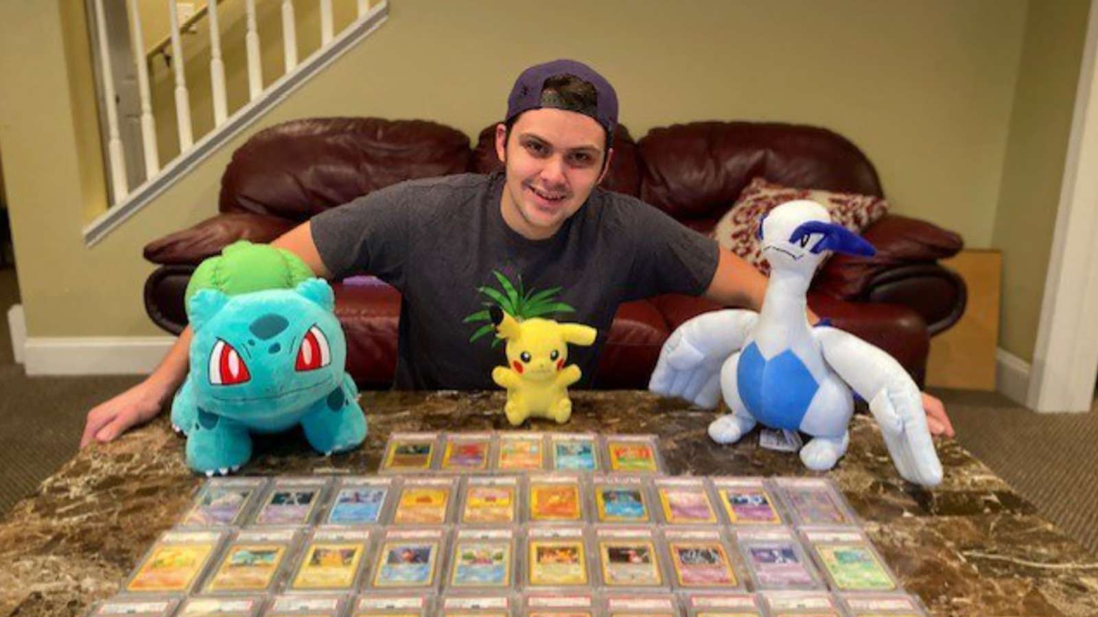 Screenshot of Pokemon fan Caleb King showing off his TCG collection.