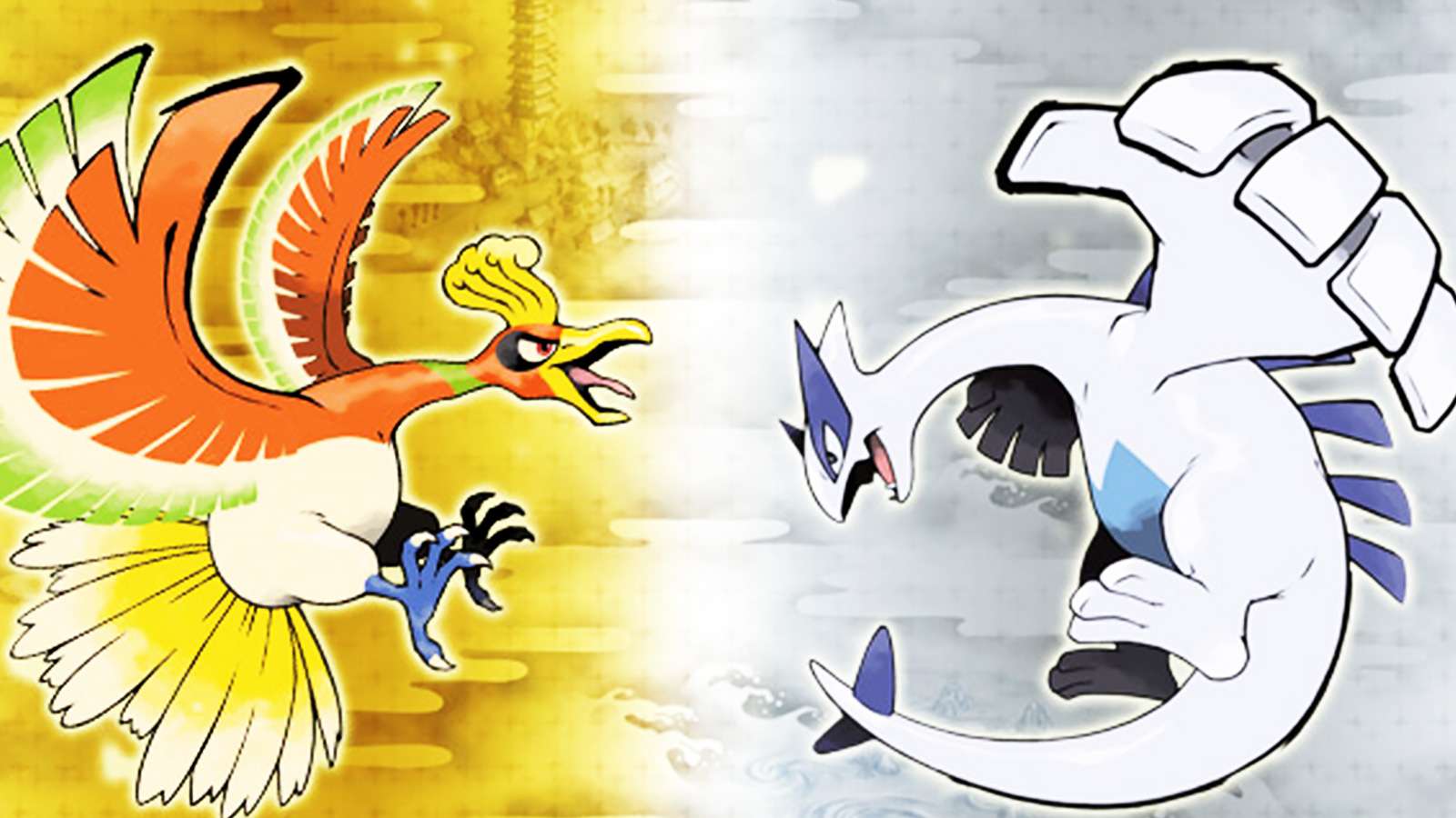 Pokemon Heart Gold Soul Silver promotional featuring Legendaries Lugia & Ho Oh.