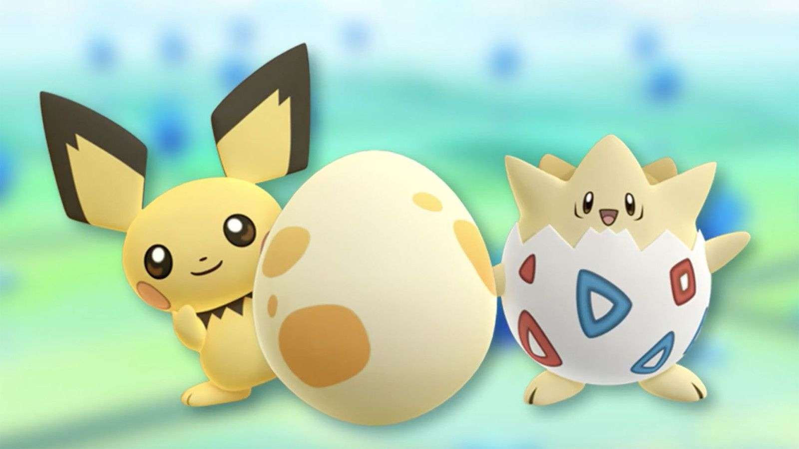 Pokemon Go's Pichu and Togepi holding an egg.