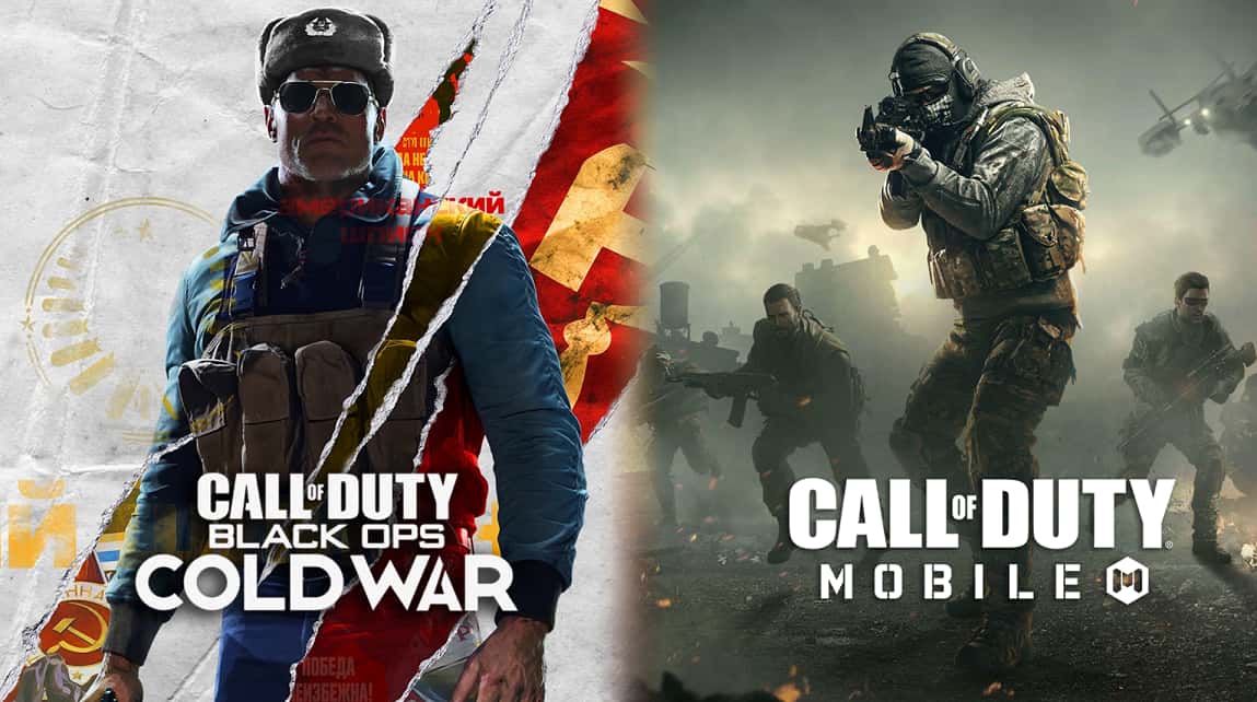 Black Ops Cold War cover next to CoD Mobile artwork