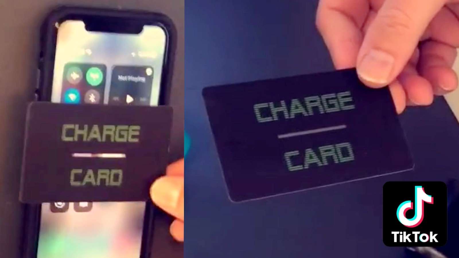 TikTok 'Charge Card' pressed against a phone