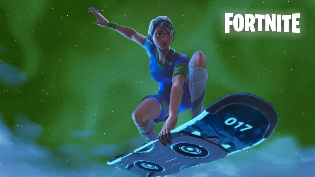 Fortnite soccer skin character riding a hoverboard