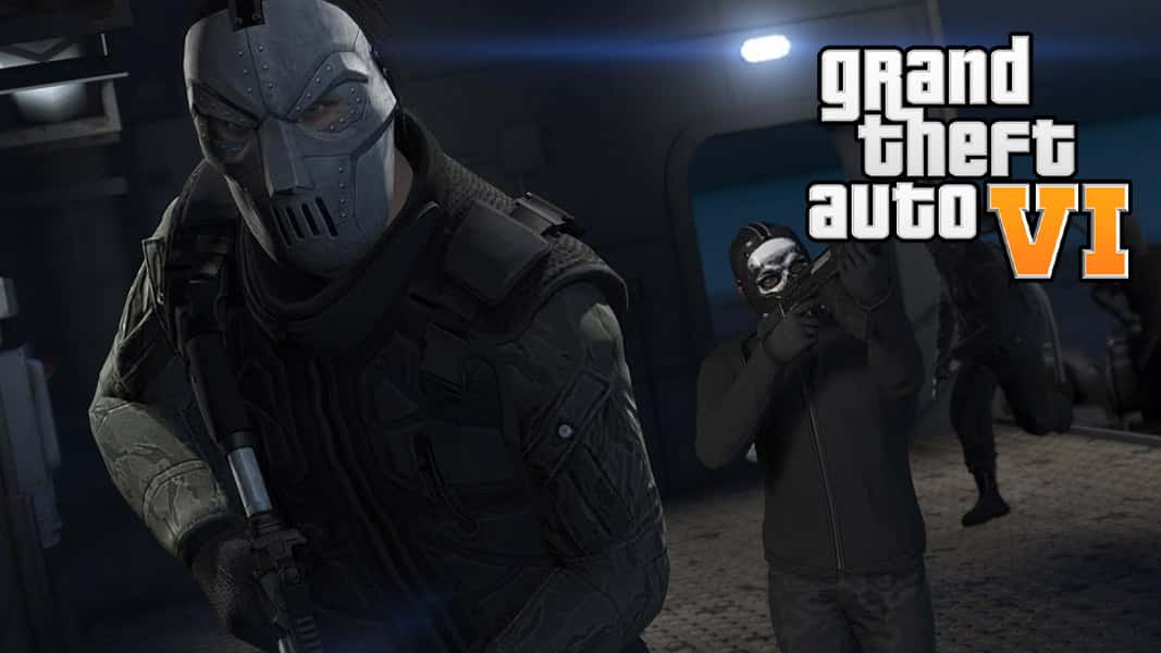 Masked GTA online characters with the GTA 6 logo