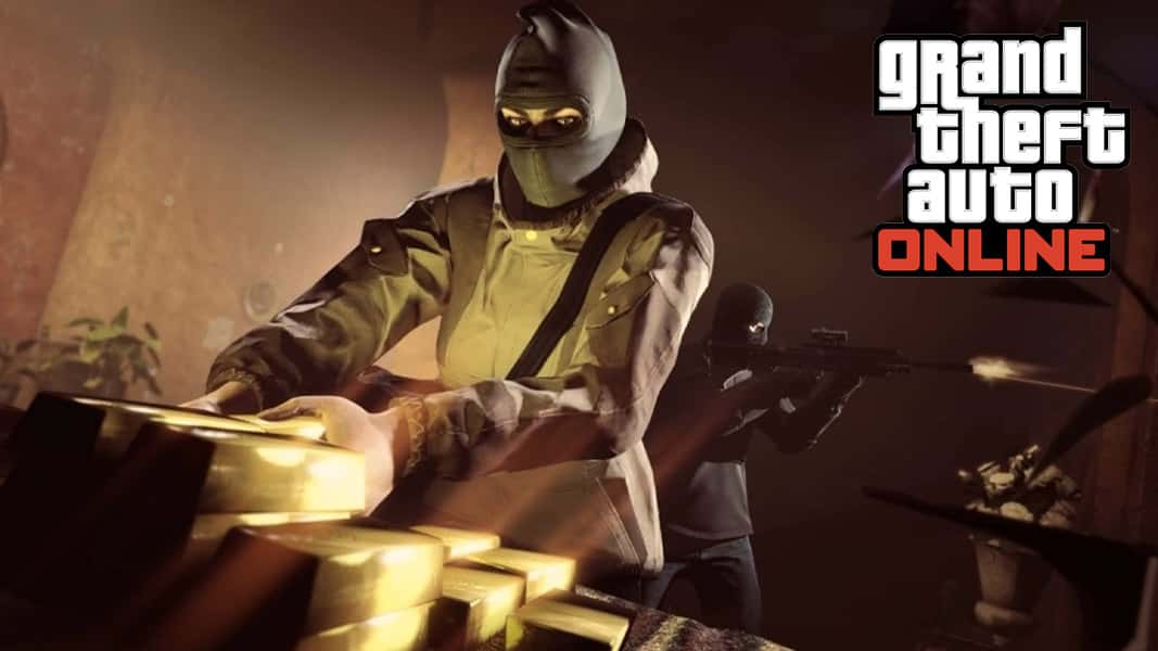 GTA Online heist character collecting gold bars