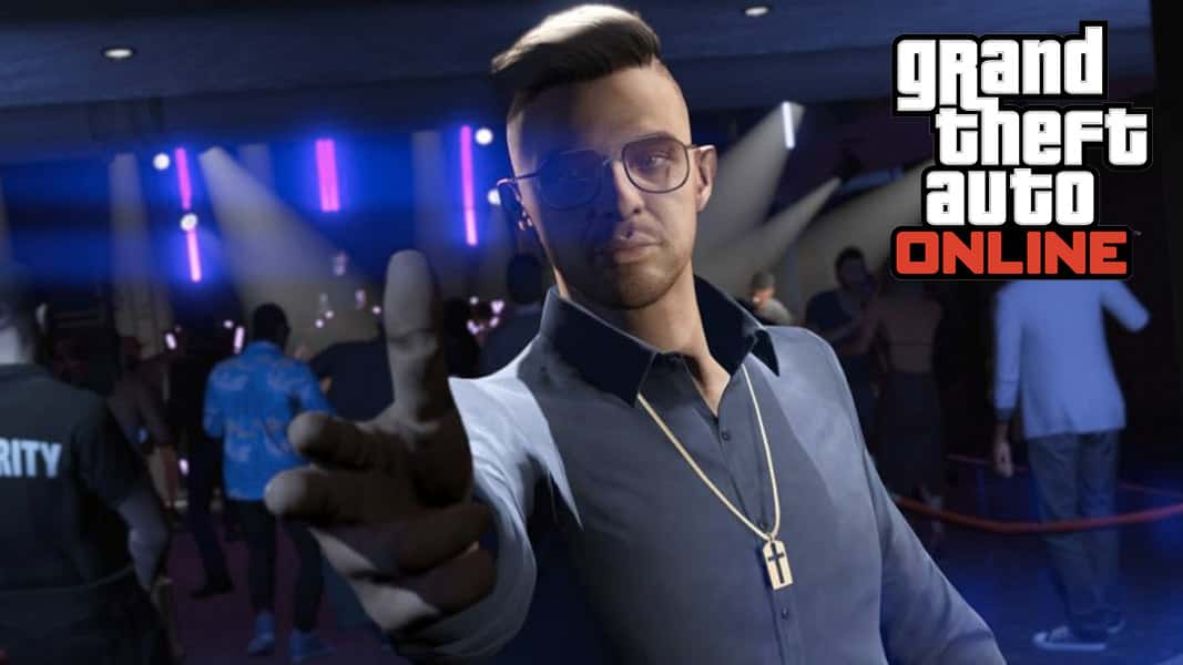 GTA Online character pointing fingers inside Diamond Casino