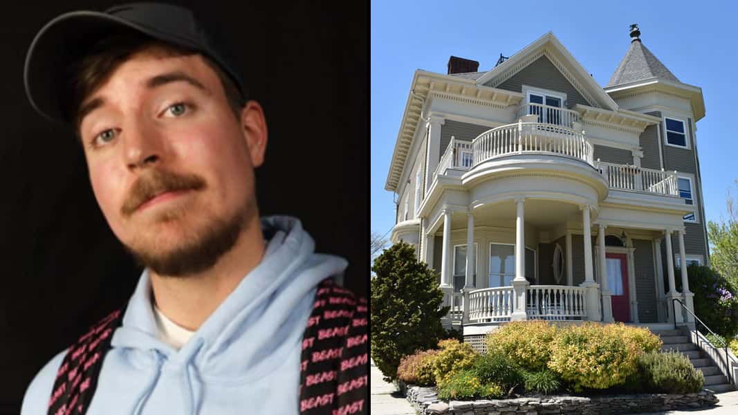 Mr Beast side-by-side with a house