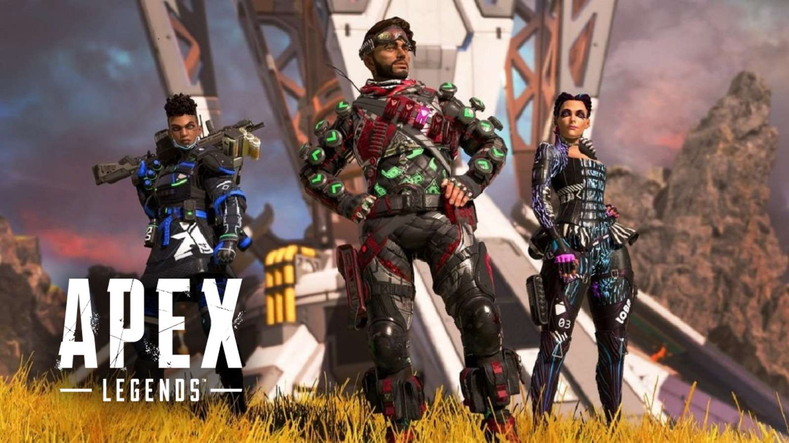 Bangalore, Mirage, and Loba in Apex Legends