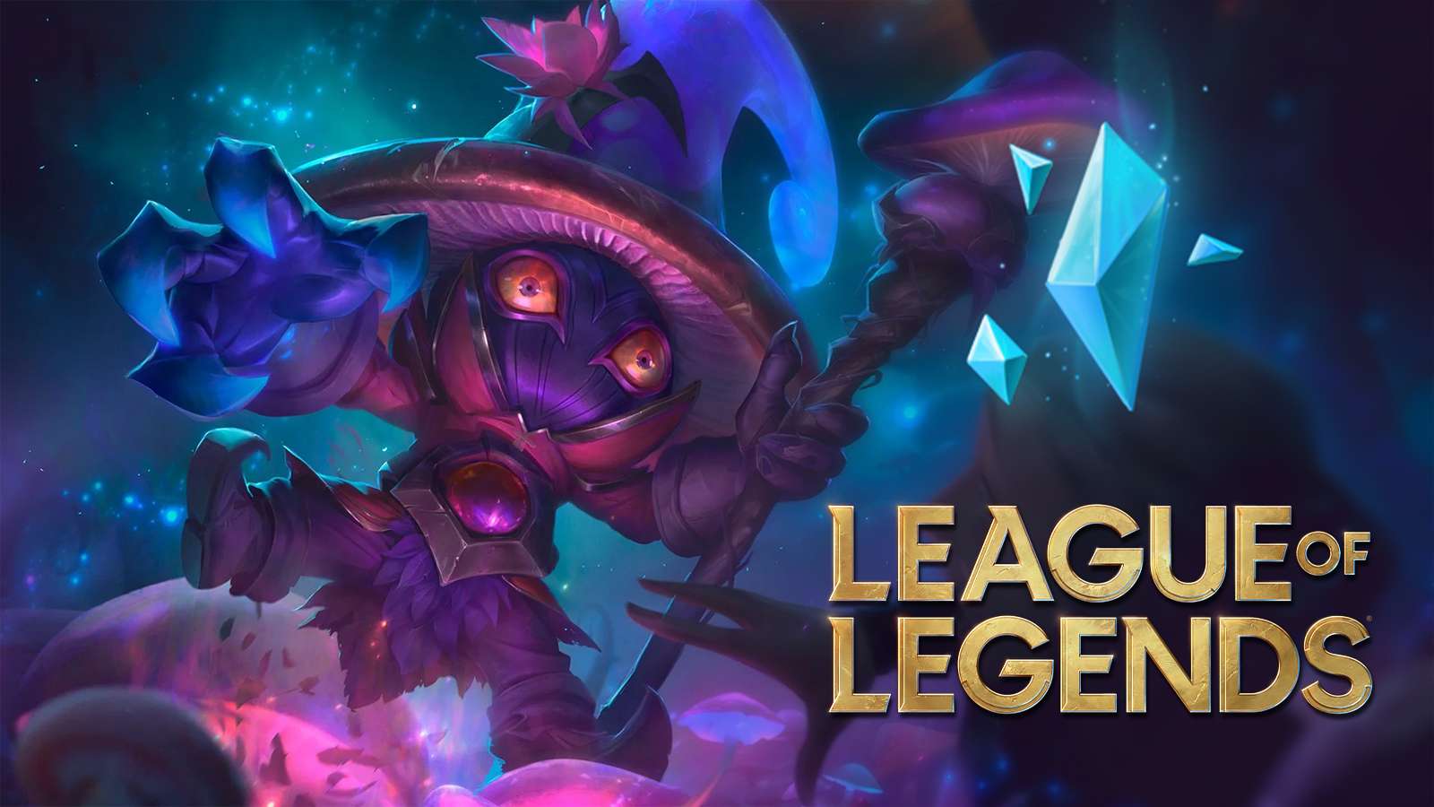 League of Legends character next to the game's logo