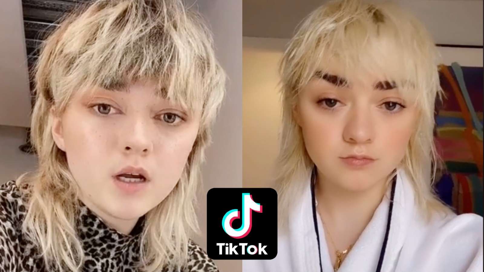 Screencaps of Maisie Williams from two of her TikTok videos