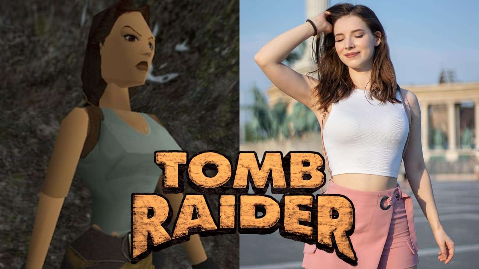 enjinight cosplays as PS One Lara Croft