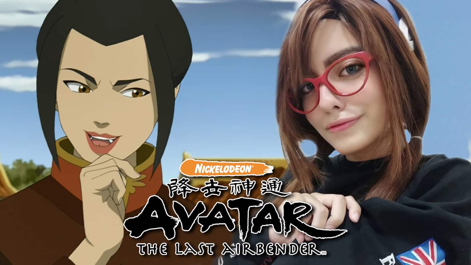 Screenshot of Azula from Avatar: The Last Airbender next to cosplayer.