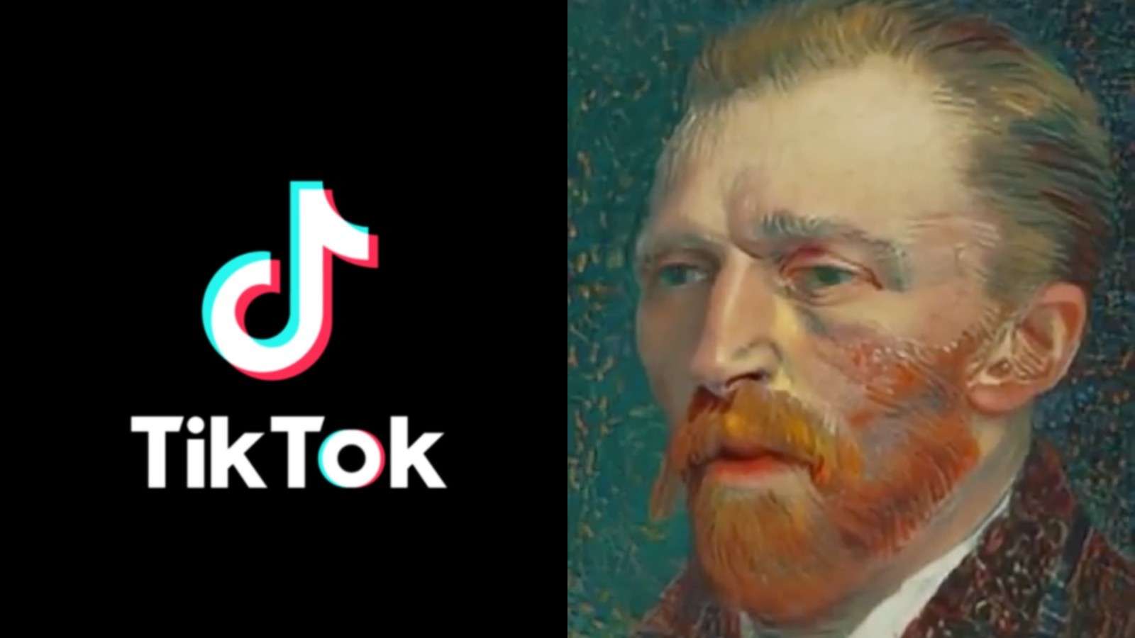 TikTok logo next to a painting