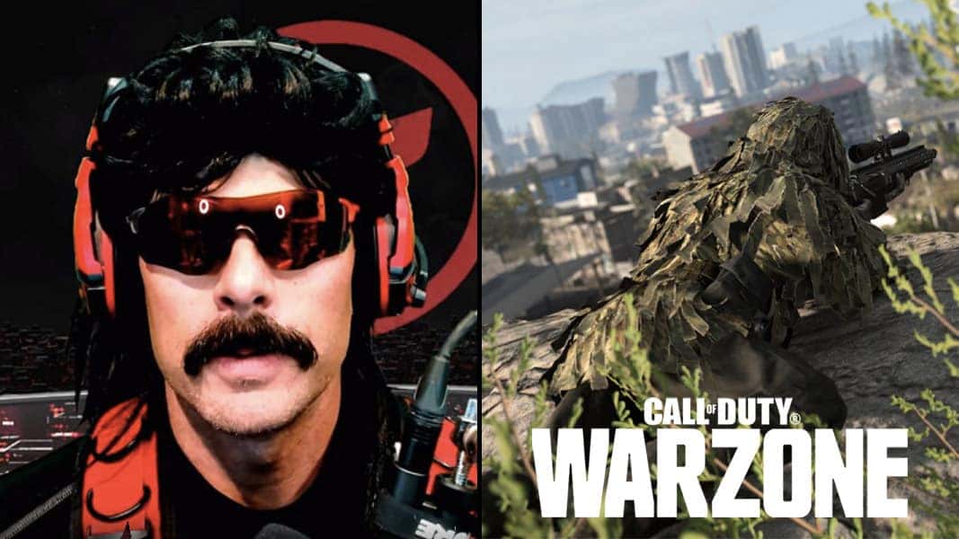 Dr Disrespect side by side with a Warzone sniper