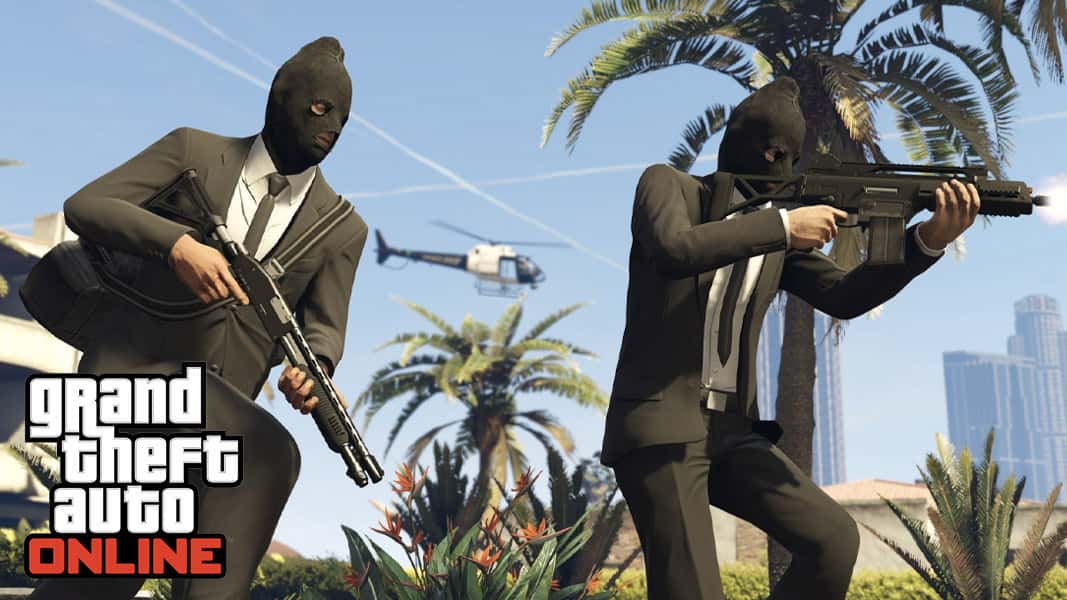 GTA Online characters running around in masks