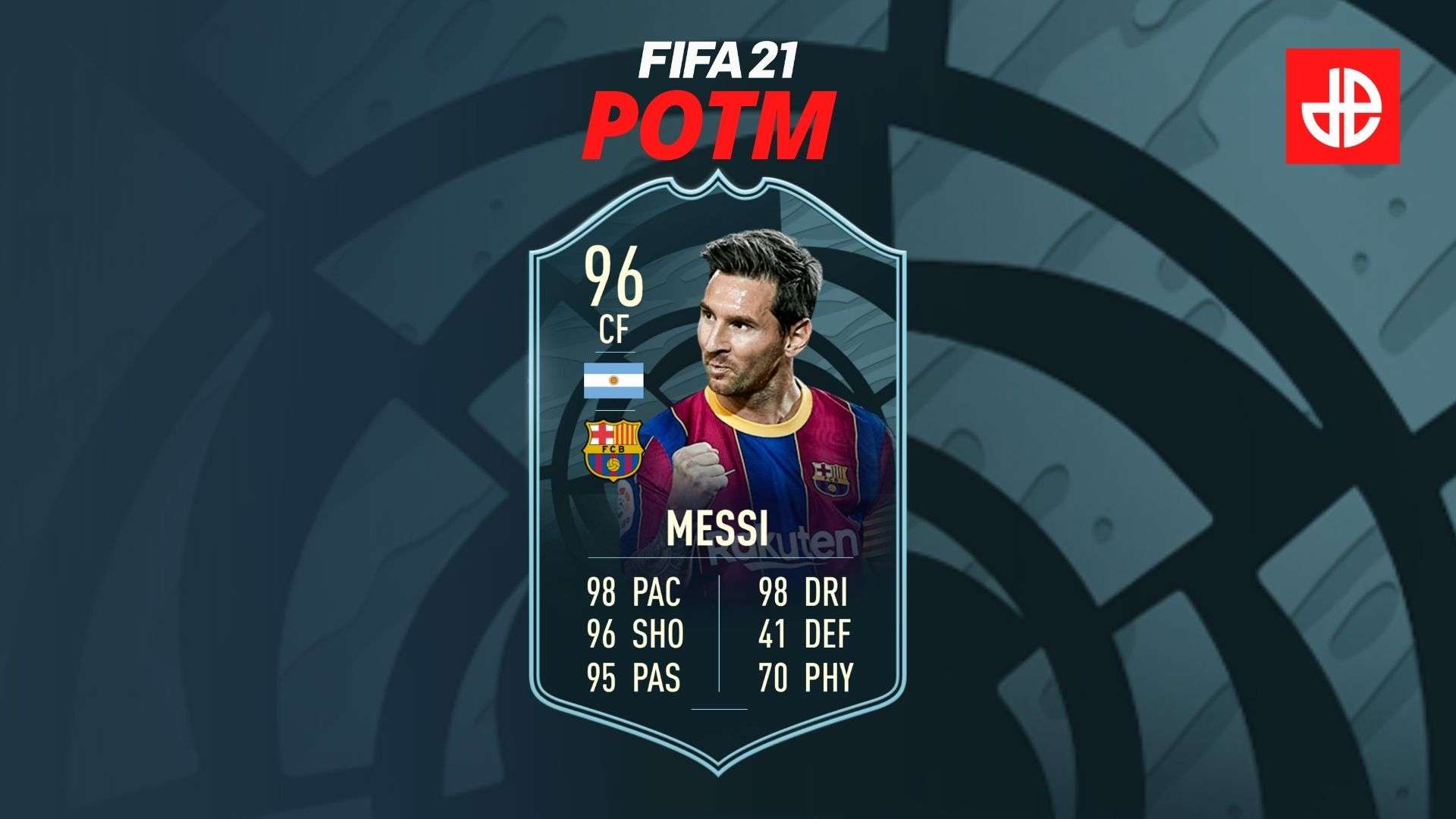 Lionel Messi POTM card in FIFA 21
