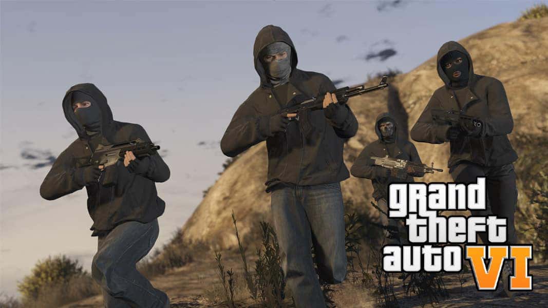 GTA characters in masks with guns
