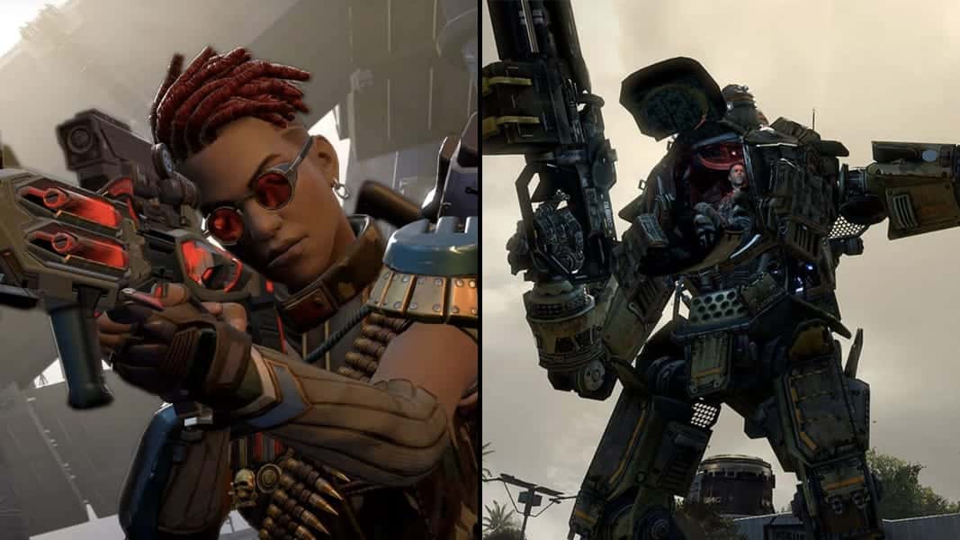 Bangalore in Apex Legends and a Titan from Titanfall