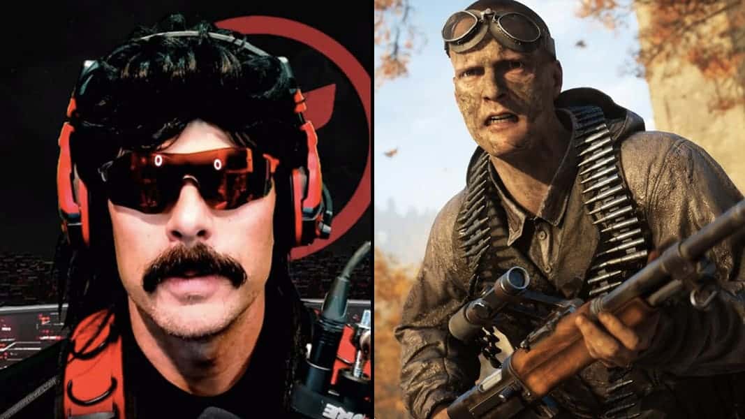 Dr Disrespect talking and a character from battlefield