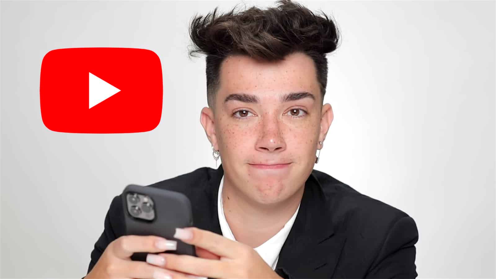 James Charles next to the YouTube logo
