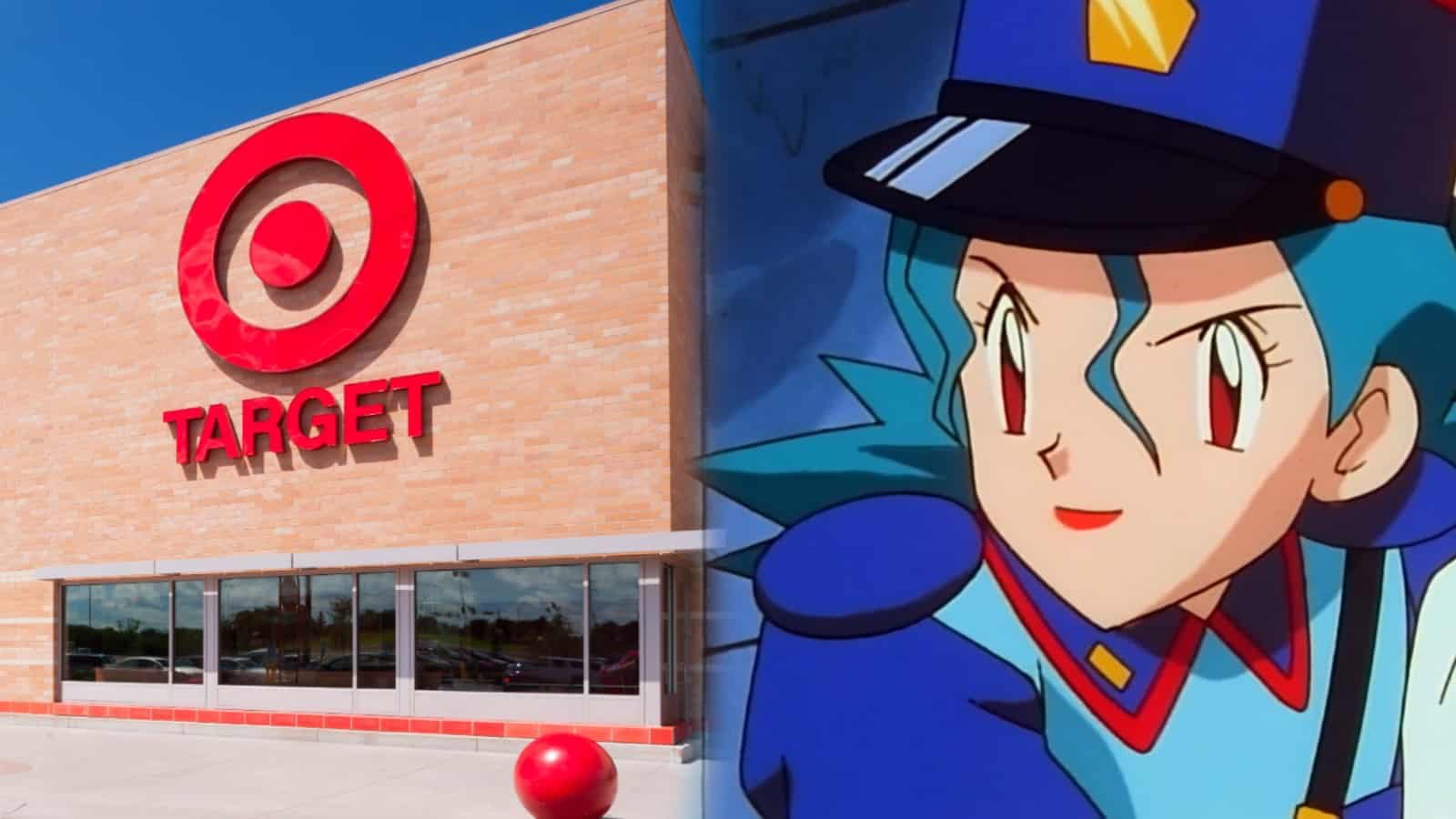 Target store next to Officer Jenny from the Pokemon anime