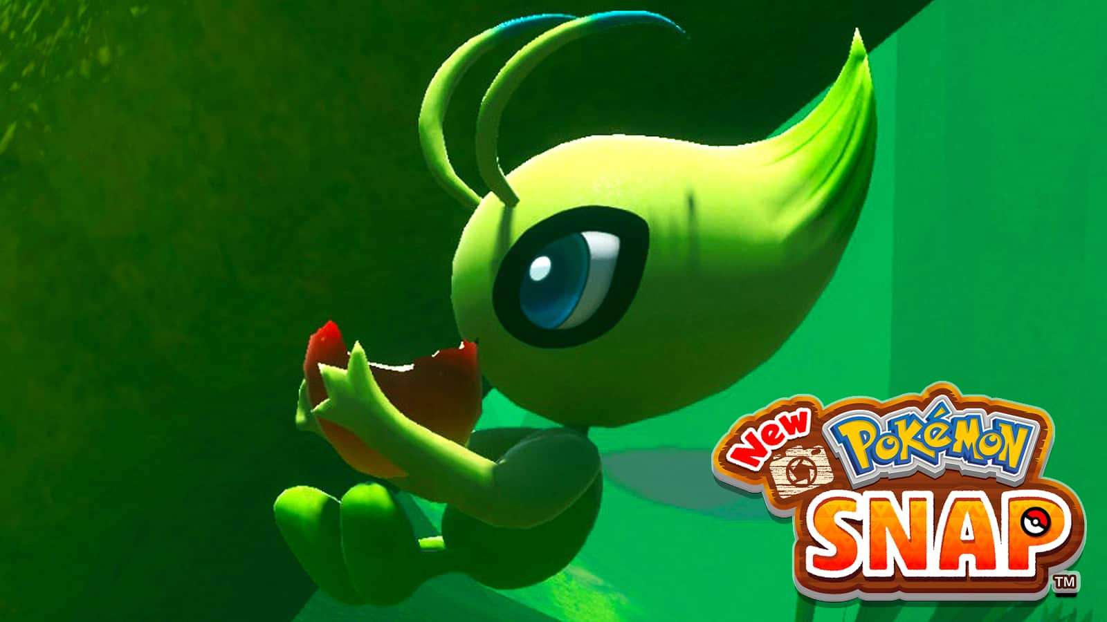 Celebi eating apple in New Pokemon Snap