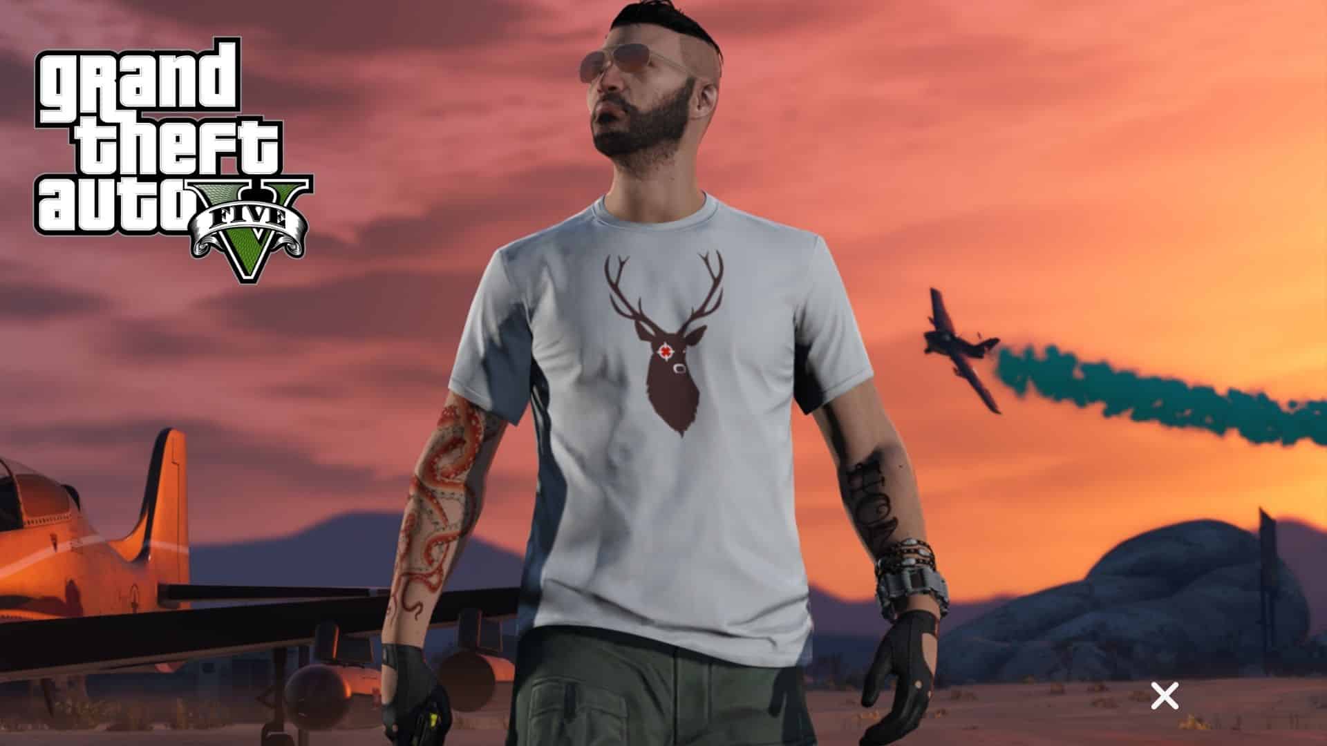 GTA 5 character with planes