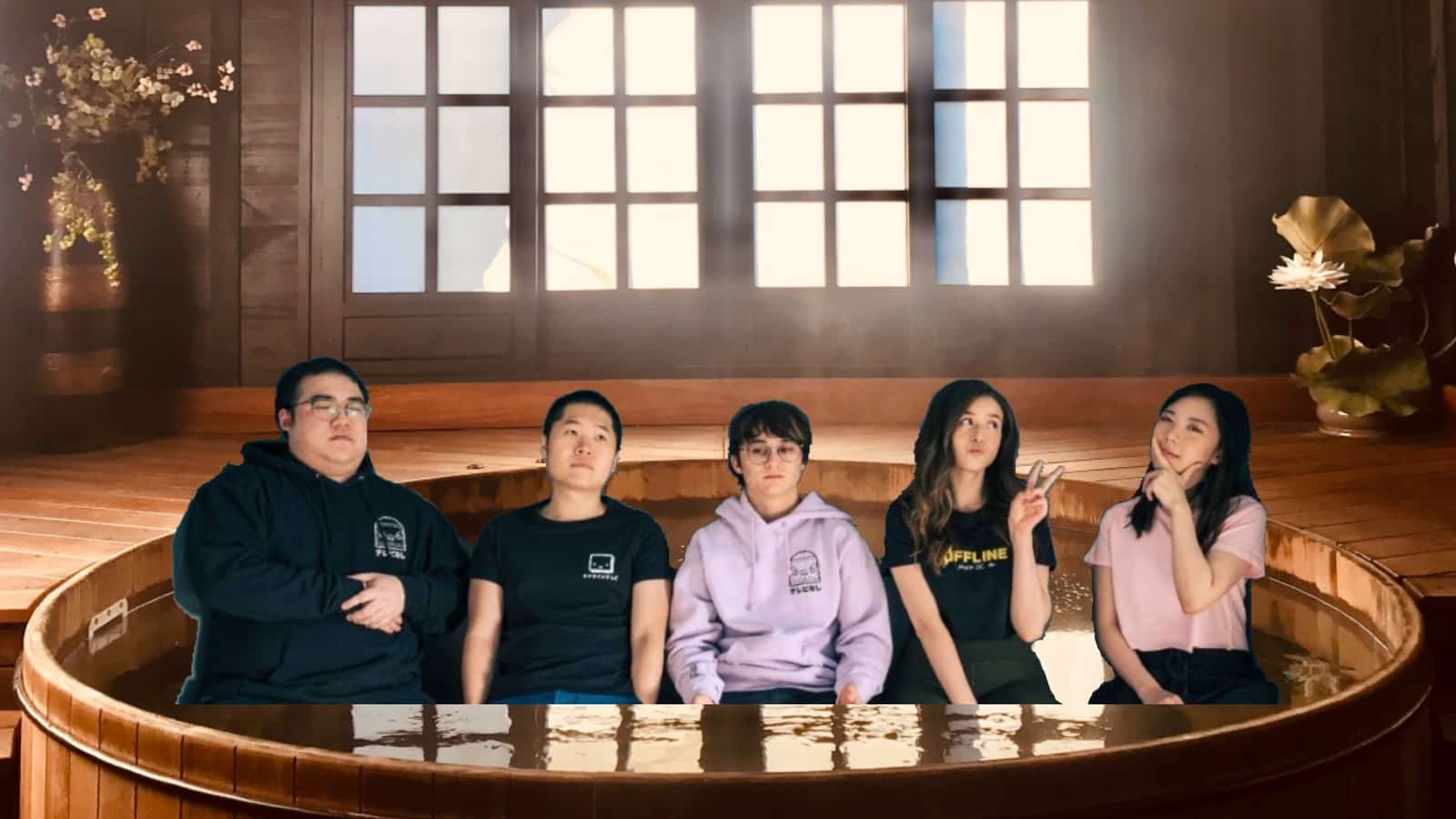 edited image of offlinetv in a hot tub