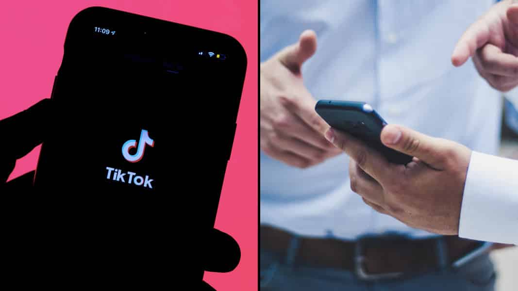 TikTok logo and people texting