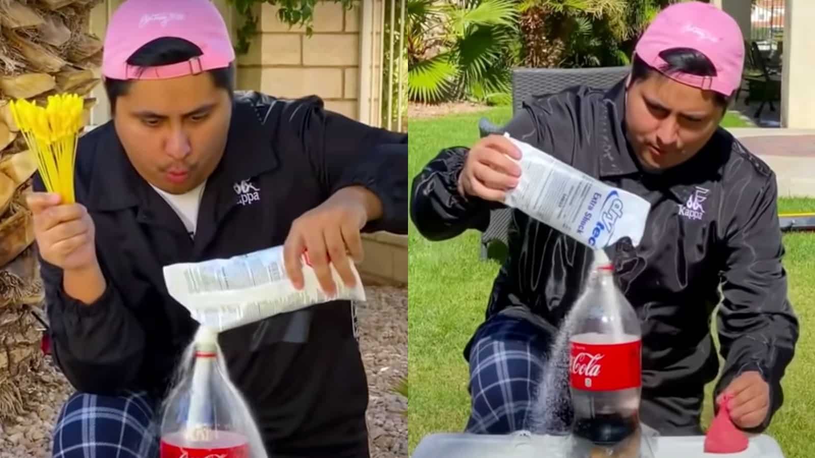 AnthonySenpai puts Mentos in Coke in YouTube short
