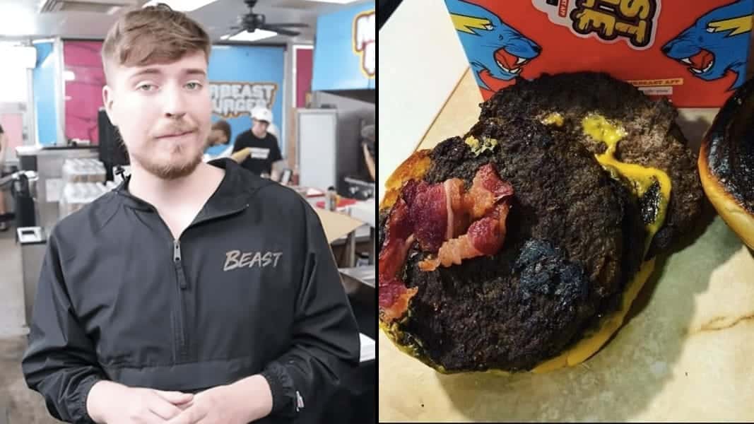 MrBeast at Mr Beast Burger with burnt burger